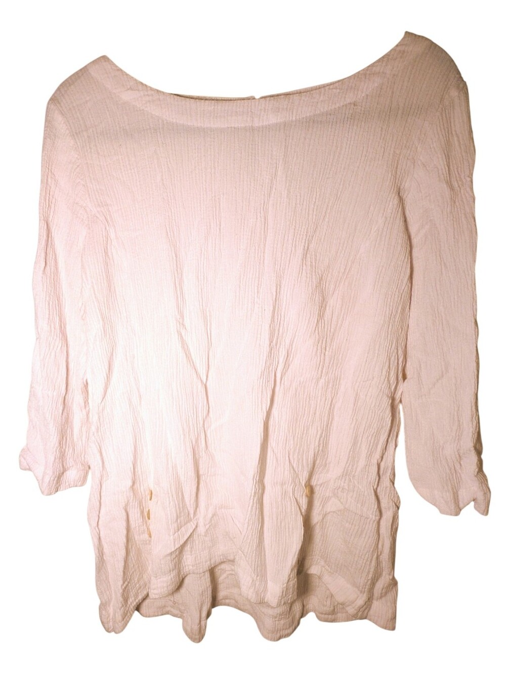 Soft Surroundings White Gauze Ramie Rayon Blouse Top EUC